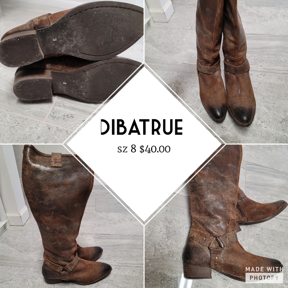 Diba True boots tall sz 8 dark brown with buckle